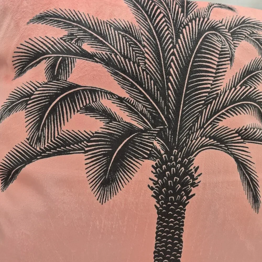 Djebeli NEW Pink Black Palm Tree Pillow 100% Duck Feather Filling MORROCO Modern